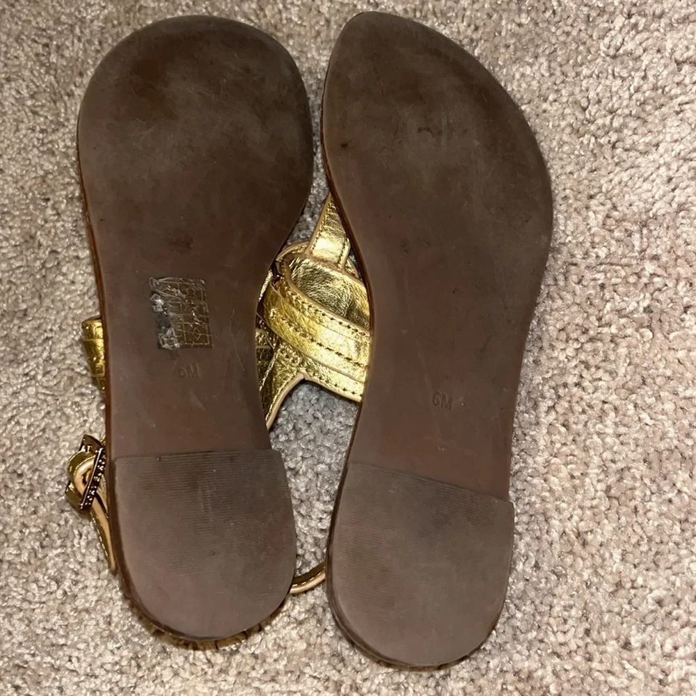 Tory Burch Gold Flat Sandals - Picture 6 of 6